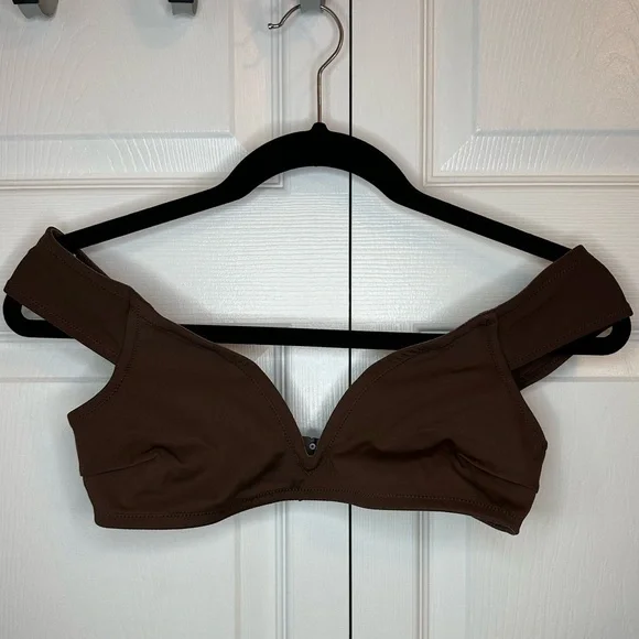 SKIMS Shaping Swim Off-the-shoulder Top sz.S Cocoa NWOT - Picture 4 of 7